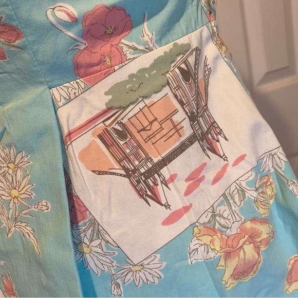 NWOT Oasis London Limited Edition Teal Pink Cotton Summer Dress - Picture 6 of 16